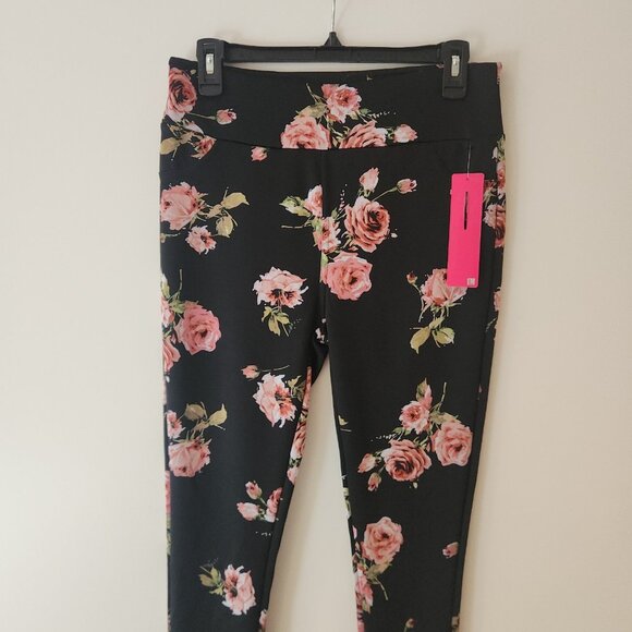 Shosho Floral Leggings Hot Pants Pockets Stretch Womens Large NEW NWT - Picture 3 of 11